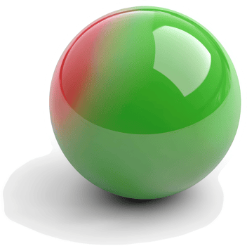 A vibrant, glossy sphere with a gradient of green and red. png