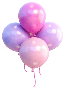 A cluster of vibrant pink and purple balloons. png