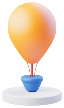 Vibrant, 3d rendered hot air balloon graphic. png