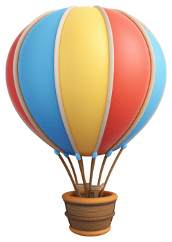 Colorful hot air balloon floats high above. png