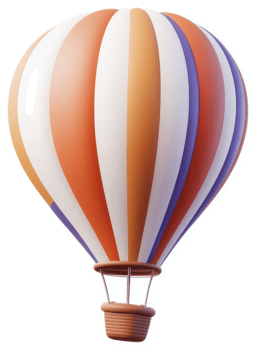 Colorful hot air balloon floats in the sky. png