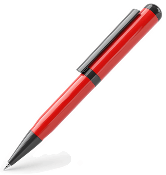 Red ballpoint pen with black accents. png