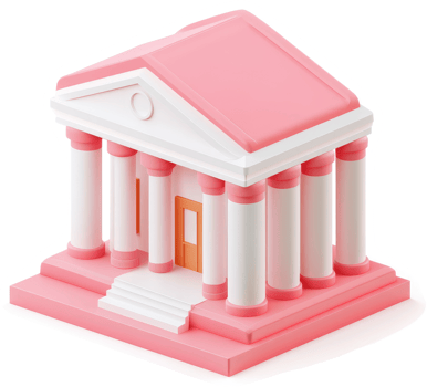 Pink classical style government building icon. png
