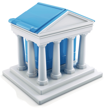 Classical architectural building with a light blue roof. png