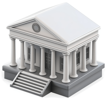 A stylized, miniature government building facade. png