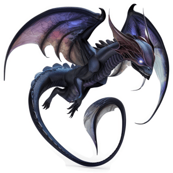 Dark, iridescent dragon soaring through the air. png