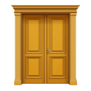 Elegant Double Door, Golden Frame, Architectural Detail, Transparent Background png