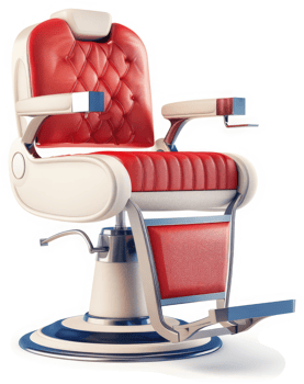 Classic red and cream barber chair. png