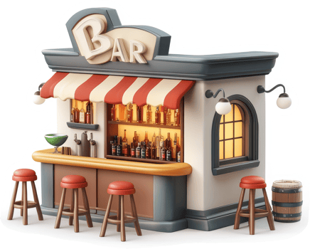 Charming outdoor bar stand with classic design. png