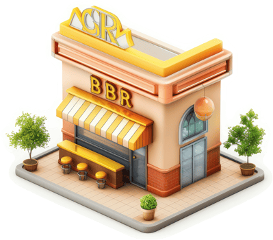 Small, charming storefront with outdoor seating. png