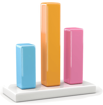 Colorful bar graph illustration depicts rising data points. png