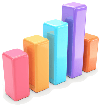 Colorful bar graph illustration of increasing data. png