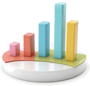 Colorful bar graph illustrating upward trend. png