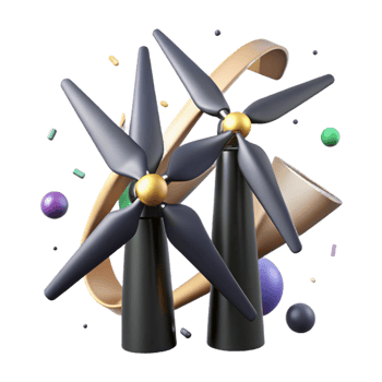 serene creative Wind Turbine Blades Rotating Close Up Cutout authentic png