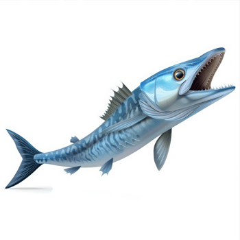 A vibrant illustration of a leaping wahoo. png