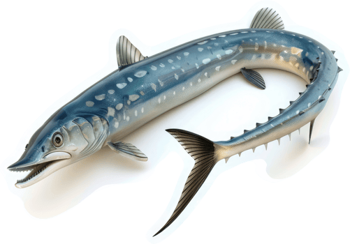 Long, slender marine fish with speckled blue coloring. png