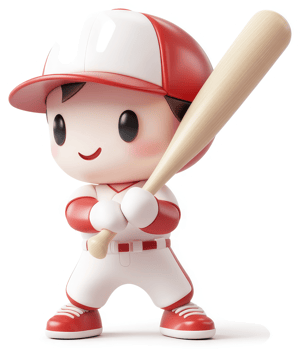 Cartoon baseball player in a dynamic batting stance. png