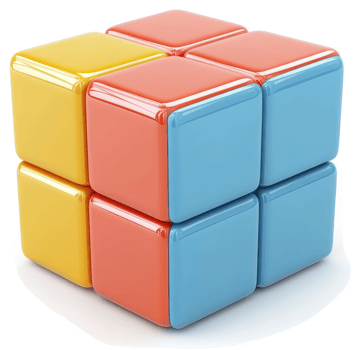 Colorful interlocking cubes form a larger three-dimensional shape. png