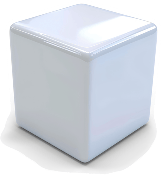 Glossy, pristine white cube, ideal for use in design. png
