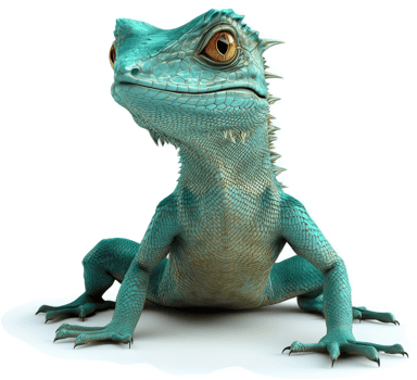 A vibrant turquoise lizard stares intently. png