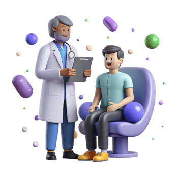 wonderful vintage Doctor Talking to Patient Isolated on White Background premium png