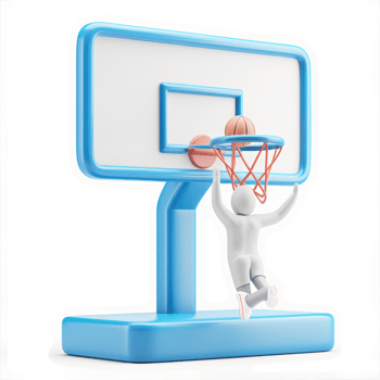 3D illustration of a basketball player dunking. png