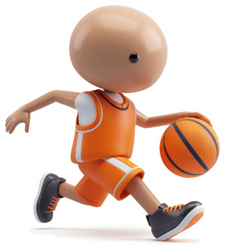 Cartoon basketball player in dynamic action. png