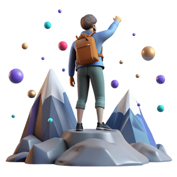 vibrant contemporary Person Standing on Mountain Peak Back View Transparent Background authentic png