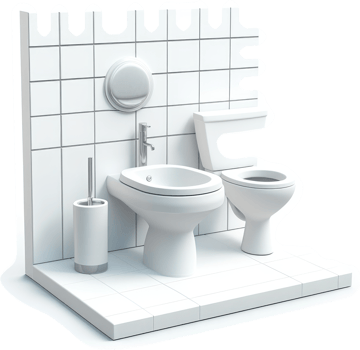 Modern bathroom suite with toilet and sink. png