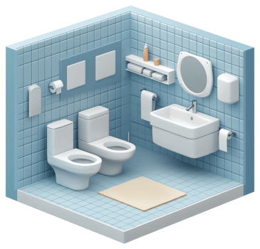Modern bathroom interior design isometric illustration. png