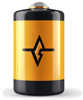 High-contrast depiction of a cylindrical battery. png