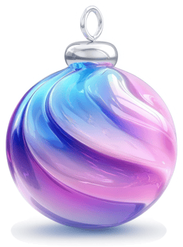 Vibrant swirling Christmas ornament with iridescent colours. png