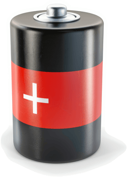 Cylindrical battery with positive terminal marking. png