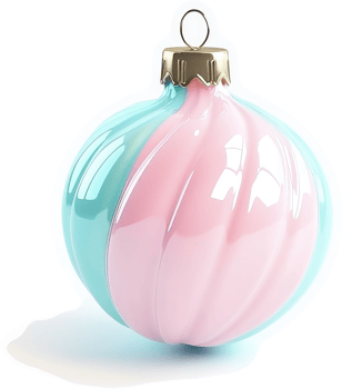 Two-toned pastel Christmas ornament with swirling design. png