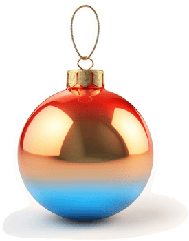 A vibrant, ombre Christmas ornament hangs gracefully. png