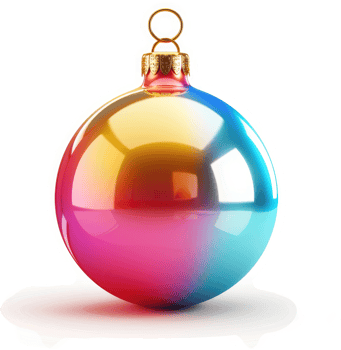 Vibrant, iridescent Christmas ornament showcasing a rainbow of colors. png