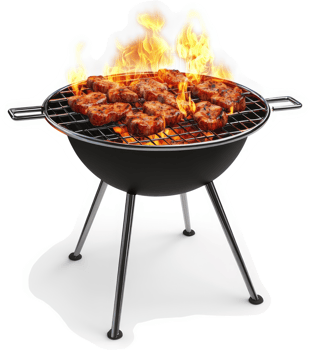 Delicious, juicy pork chops sizzling on a portable grill. png