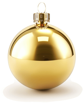 Polished golden sphere christmas ornament. png