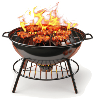 Grilled meat cooking on a portable charcoal grill. png