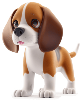 Cute beagle puppy stands alertly. png