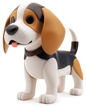 Cute cartoon beagle puppy with brown and white fur. png