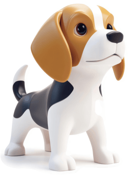 Cute beagle puppy looking upward. png