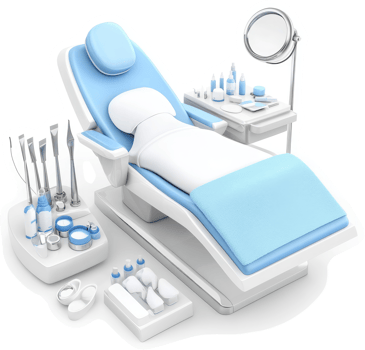Modern aesthetic treatment chair and accessories. png