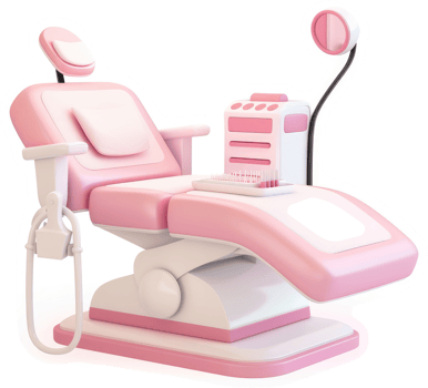Pink dental chair with adjustable features. png