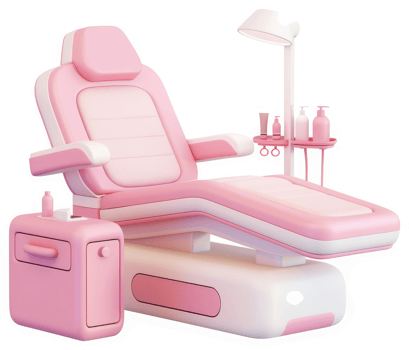 Pink spa treatment chair with accessories. png