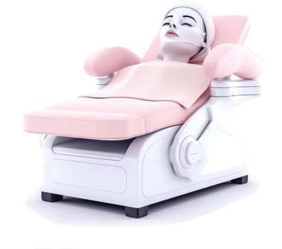 Modern, pink facial spa treatment chair. png