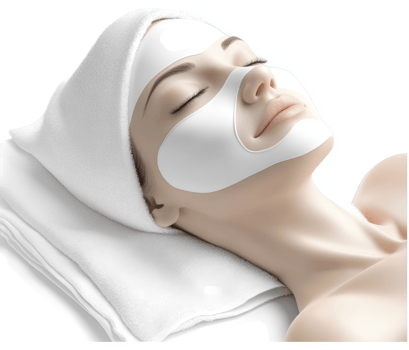 Relaxing facial treatment with soothing skin patches. png