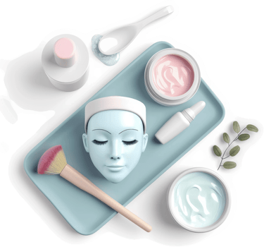 A curated selection of beauty products for facial care. png