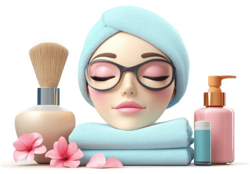 Relaxing spa treatment featuring skincare essentials. png