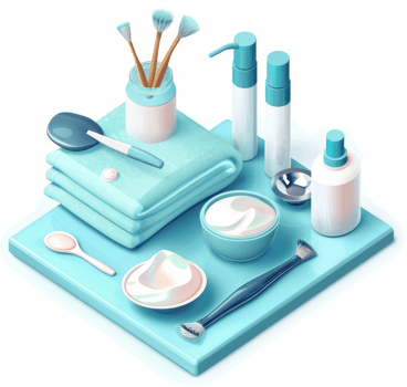 Collection of beauty products for skin care treatments. png
